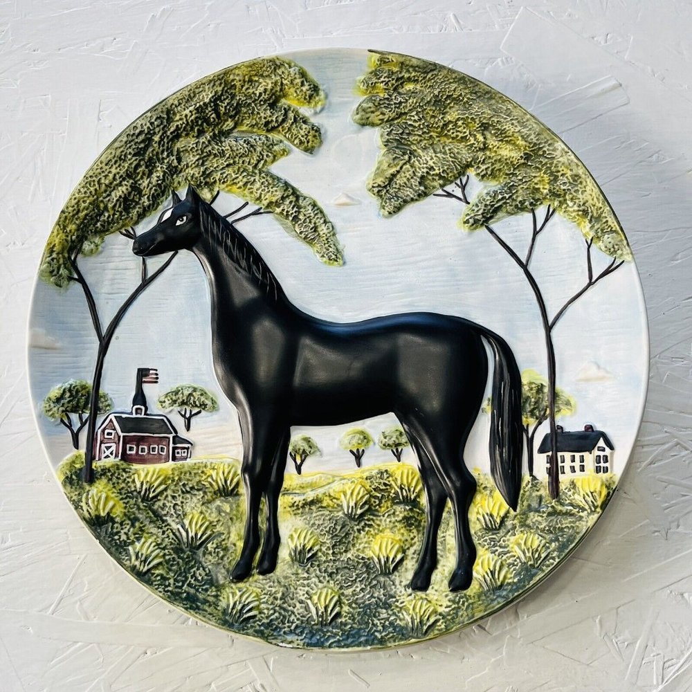 Warren Kimble Sakura Horse Souvenir Plate Hand Painted 12in Wall Mount